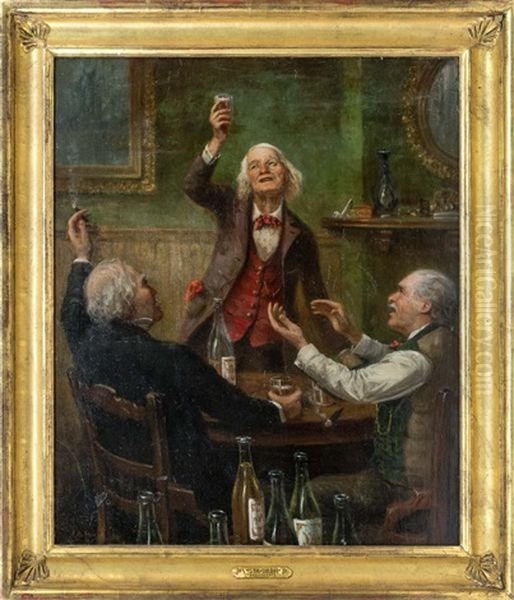 Toast Between Three Men In A Tavern - view 1