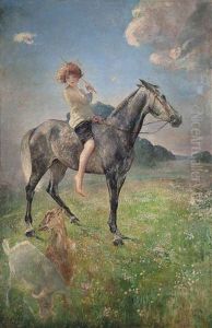 Equestrian Portrait Of Lady Mercy Marter, Daughter Of Frances, Countess Of Warwick by Anna Louisa Robinson Swynnerton