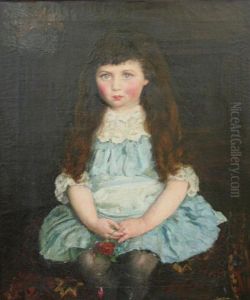 Lilie, Daughter Of W. Mcgrath Esq. Seated Wearing A Blue Dress
