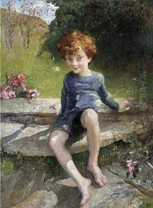 Portrait Of George Lewis In A Garden by Anna Louisa Robinson Swynnerton