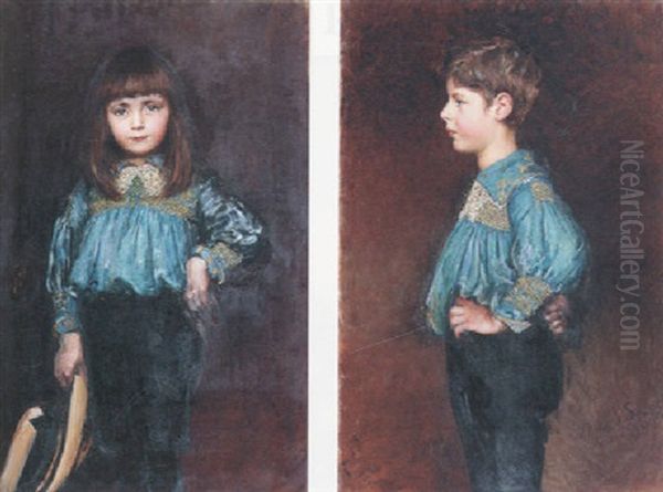 Portrait Of Guy William Hopton In A Blue Embroidered Smock - view 1
