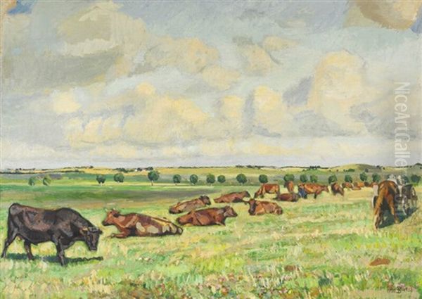 Landscape With Cows Grazing, Summer - view 1