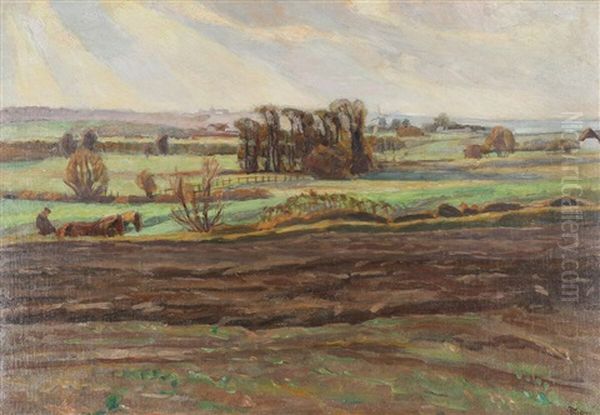 Landscape With A Farmer Ploughing His Field - view 1