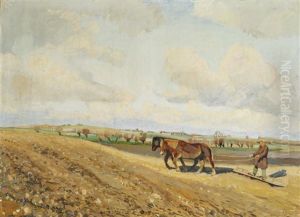 A Harvest Scene by Fritz Syberg