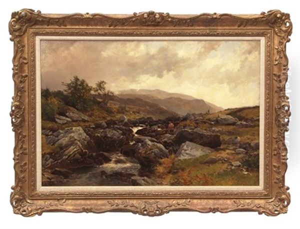 Welsh River Landscape With Angler - view 1
