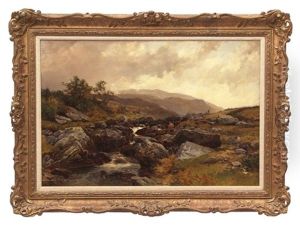 Welsh River Landscape With Angler by John Syer