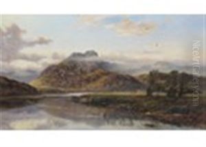 Harvest Scene In A River Landscape by John Syer
