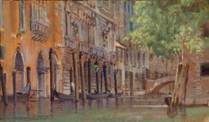 Venetian Canal Scene by Frederick Oakes Sylvester