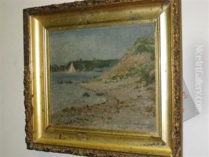 Coastal Scene With Sailboat by Frederick Oakes Sylvester