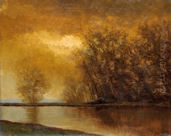 Riverbank At Sunset - view 1