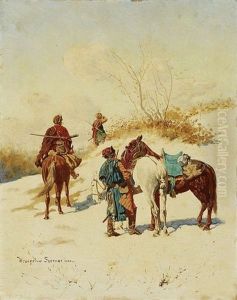 Cossack Riders And Snow by Wladislaw Karol Szerner