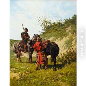 Cossack Horsemen Meeting On Route by Wladislaw Karol Szerner