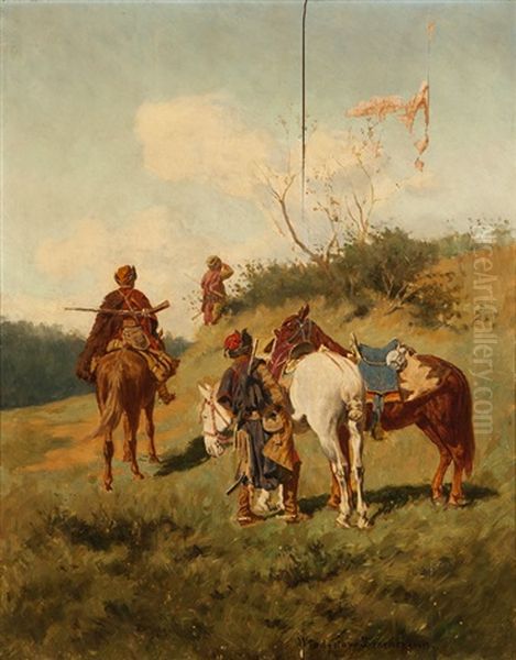 Cossacks On A Lookout With Horses - view 1