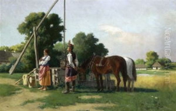 Bauernpaar Am Ziehbrunnen - view 1