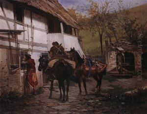 Reiter Vor Dorfschanke by Wladyslaw Szerner