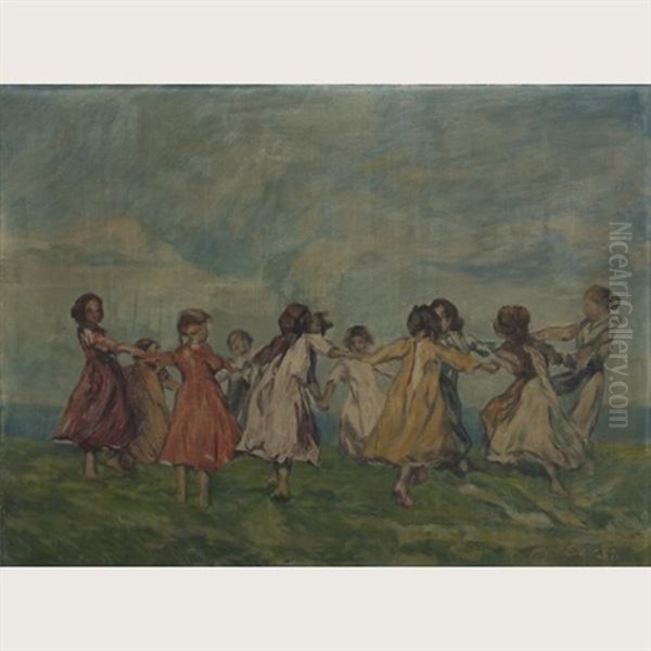 Young Girls Dancing In A Field - view 1