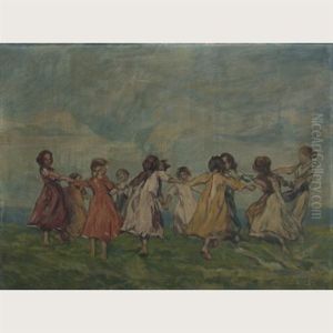 Young Girls Dancing In A Field by Jenoe Szigeti