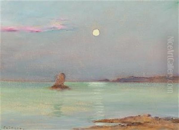 Moon Rising Over The Sea - view 1