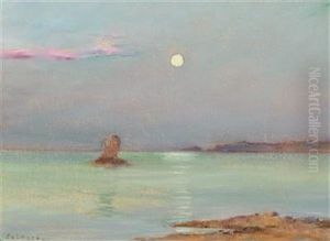 Moon Rising Over The Sea by Ferenc (Francois) Szikszay