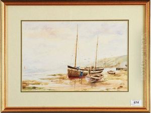 Coastal Scene, 
Fishing Boats by William Bray