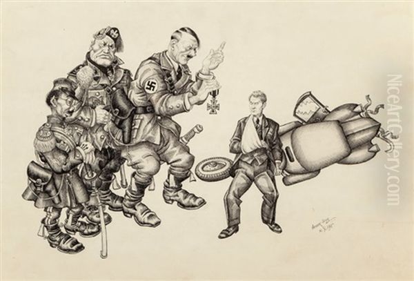 The Axis Gives Medals, Political Cartoon, 1940s - view 1