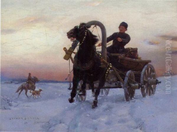 Winterlandschaft Mit Trojka - view 1