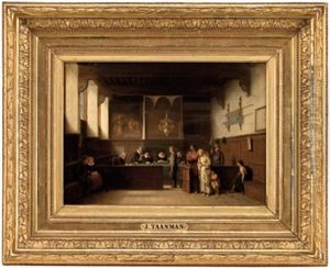 Zigeunerfamilie Vor Gericht Im Stadthaus Zu Noorden by Jacob Taanmann