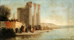Ruines Au Bord Du Fleuve by Francois Germain Leopold Tabar(t)