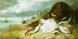 Fish By The Shore by Francois Germain Leopold Tabar(t)