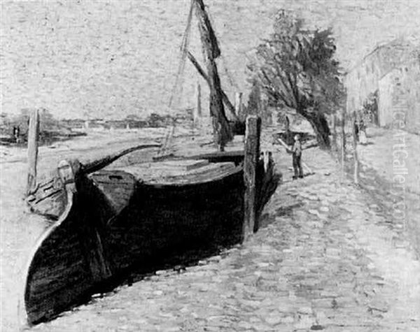 Barges At Low Tide - view 1