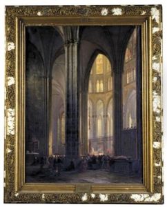 Interior Of Cologne Cathedral With A Ceremony In Progress (das Innere Des Kolner Doms Wahrend Eines Gottesdiensts) by Andreas Christian Ludwig Tacke