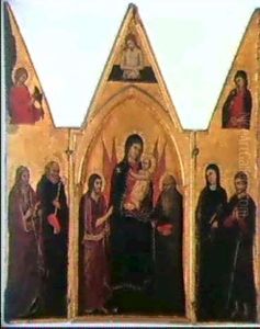 La Vierge A L'enfant Entoures De Deux Seraphins,(...) by Pisan de Taddeo di Bartolo