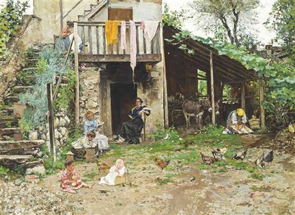 Family In The Farmyard - view 1