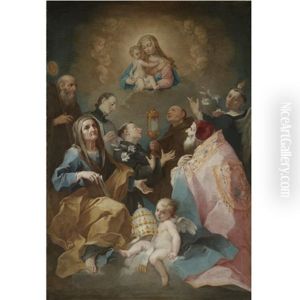 Madonna And Child In Glory With Saints by Giovanni-Battista Tagliasacchi