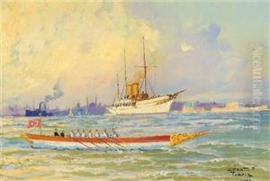 In The Harbour Of Istanbul by Diyarbakirli Tahsin