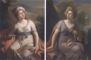 A Sibyl Seated In A Landscape Holding A Quill And Paper