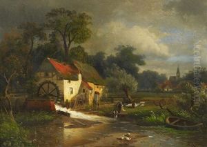 Wascherinnen Am Muhlteich by John Robinson Tait