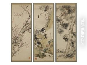 Three Friends Of Winter (triptych) by Katei Taki