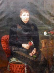 Portrait Of A Woman With Two Roses Portrait Of A Woman With Two Roses