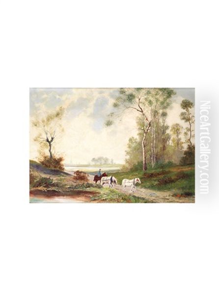 Cavalier Traversant Une Riviere - view 1