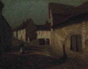 Figure On A Village Street At Dusk Figure On A Village Street At Dusk