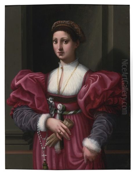 Portrait Of A Lady In A Crimson Dress - view 1