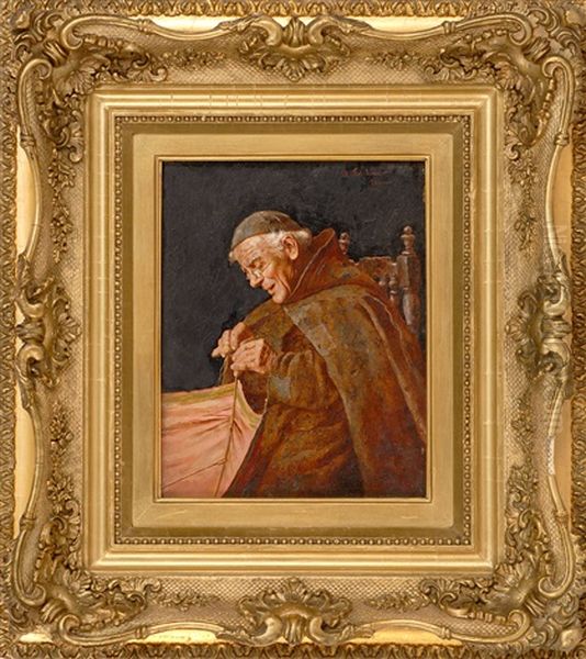 Portrait Of A Monk Mending - view 1