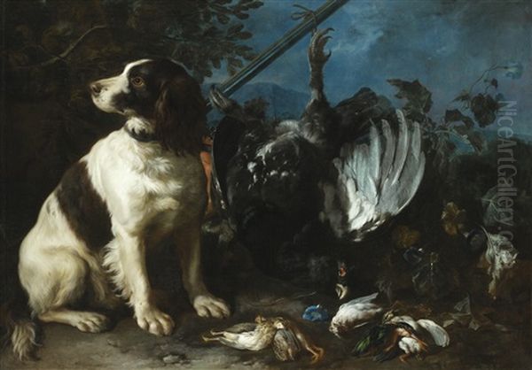 Still Life With Hunting Trophies And A Young Dog - view 1