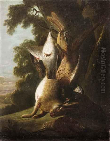 Jagdstillleben Mit Hase, Rebhuhn Und Fasan - view 1