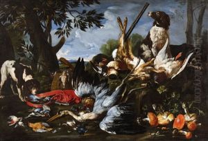 A Hunting Still Life With Powder Bag