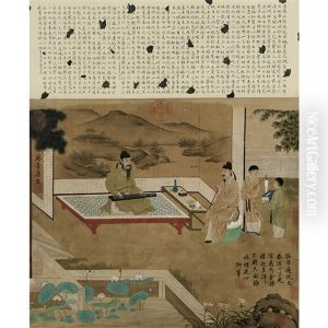 A Chinese Painting Of Scholars by Tang Yin