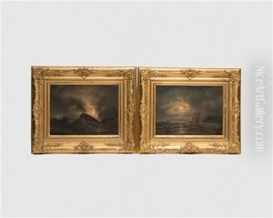 Pair Of Marine Views by Heinrich Friedrich Tank