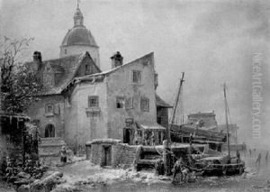 Winterliche Stadt Am Meer by Heinrich Friedrich Tank