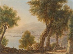 Blick Auf Castellammare In Der Bucht Von Neapel (pair) by Johann Jacob Tanner
